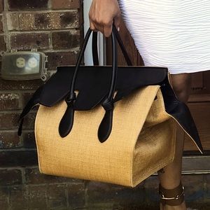 Celine Raffia two tone leather Phantom bag.